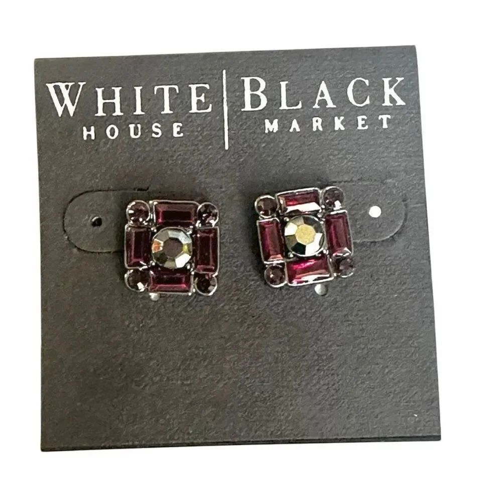 White House Black Market Red Baguette Stud Earrings